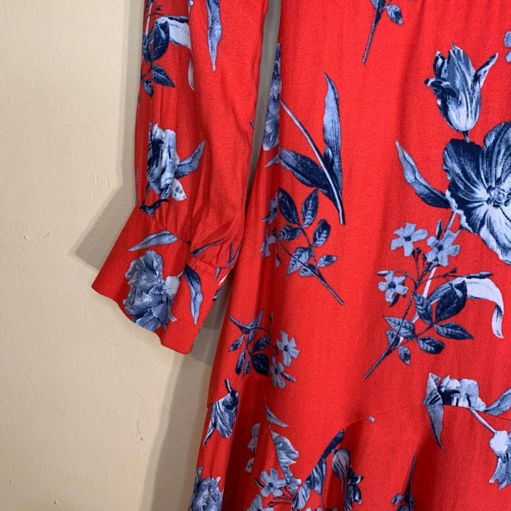 Altar’d State Red floral long sleeve Fit and Flare Dress Womens Size XS - Picture 3 of 12
